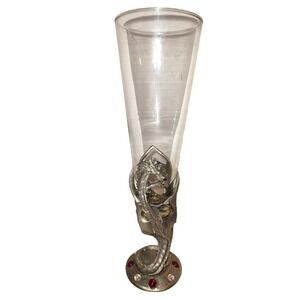 Vintage 1990 Perth Pewter Dragon Champagne Flute James Lane Casey GL-01 Jeweled